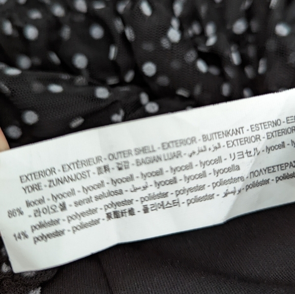 Zara polka dot mesh shirred mini dress puff sleeves black white xs - Picture 14 of 16